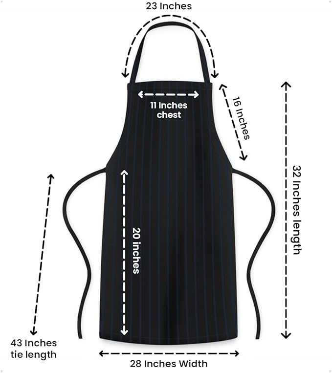 Aprons for Men - 100% Polyester Chef Apron Women with Extra Long Ties - Cooking Aprons for Women & Mens Apron