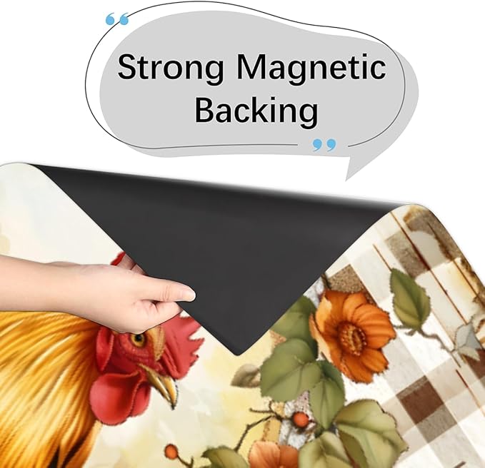 Rooster Sunflower Cute Flowers Dishwasher Magnet Cover, Reusable Refrigerator Panel Stickers Microwave Front Door Covers Magnets for Kitchen Home Appliances Holiday Party Decorations 23 X 26 in