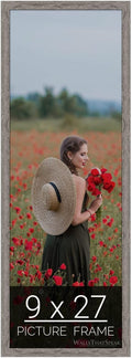 wallsthatspeak 9x27 Gray Barnwood Picture Frame for Puzzles Posters Photos or Artwork