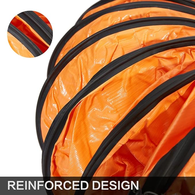 PVC Flexible Duct Hose, HVAC Duct Hosing Flame Retardant for 8in Ventilator Utility Blower Fan with Adjustable Rope and D-Ring, Easy Storage (8inx16ft)