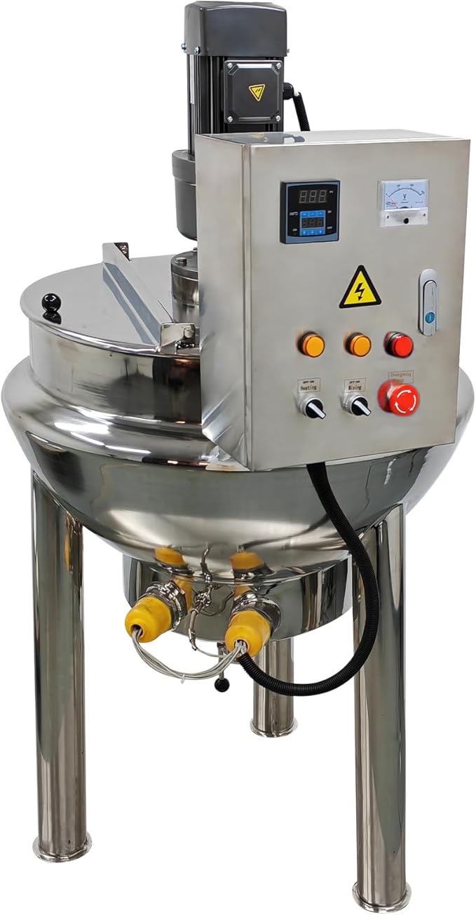 100L Vertical Jacketed Kettle Commercial Stainless Steel Cooking Sandwich Steam Pot for Food Processing 220V