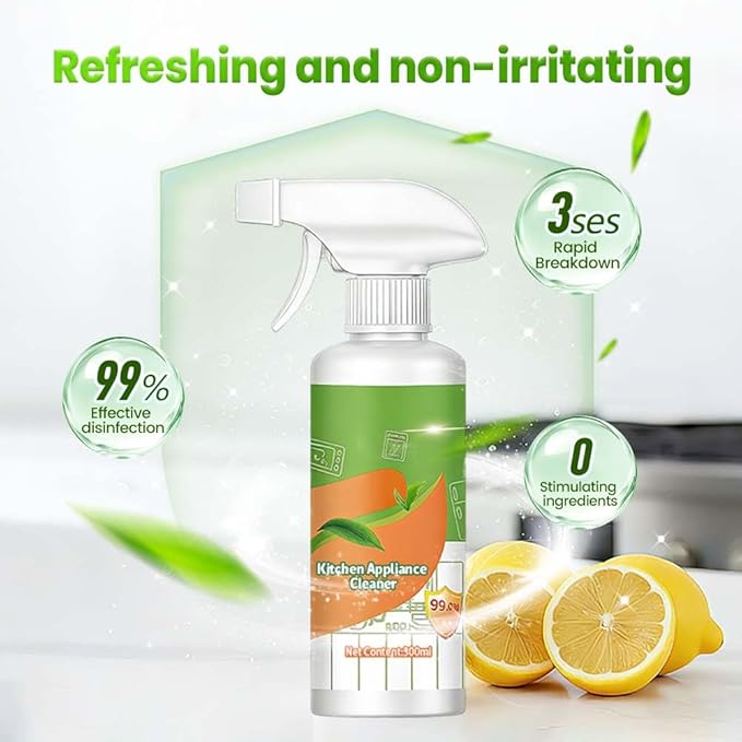 Kafia Natural Enzyme Formula to Household Appliances,Electrolyzed Ion Kitchen Cleaner Spray,Kitchen Appliance Cleaner,For Hold,Oven,Stove,Range Hood (300ML-1PCS)
