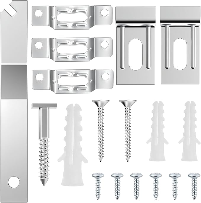 Security Picture Hanging Kit with T-Head Screws, 25 Pack Anti-Theft Picture Hangers for Cleat Systems, Heavy Duty T-Lock Frame Hanging Hardware for Wood & Metal Frames