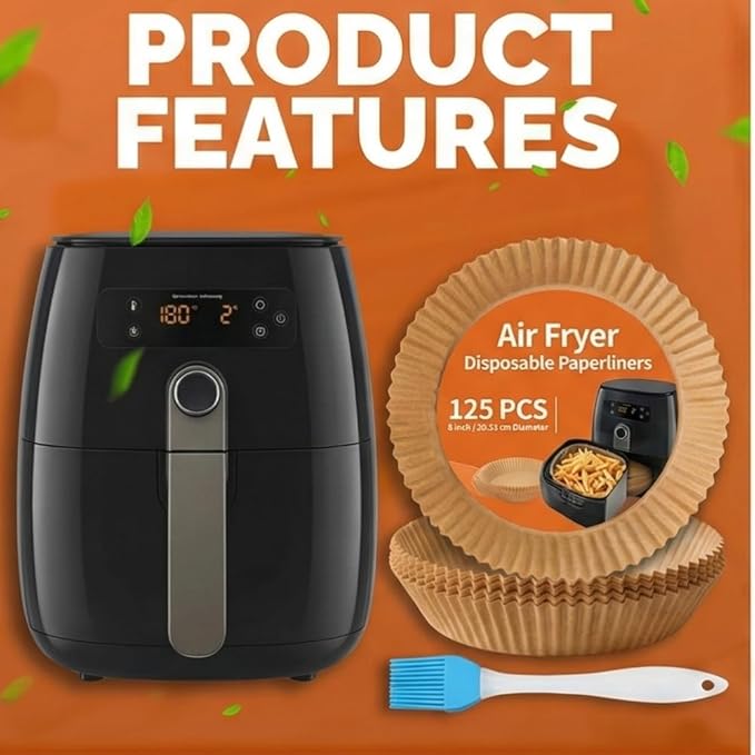 8 inches Round Air Fryer Liners Disposable Parchment Paper Liner Airfryer 5-8 QT Basket inserts Filter Sheets EXTRA THICK 40 GSM - Pack of 125