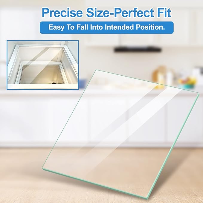 UPGRADED 240443384 Refrigerator Crisper Glass Inset Only for 241969501 Refrigerator Shelf Frame,Glass Crisper Cover Compatible with Frigidaire Refrigerator Replacement Shelf Parts