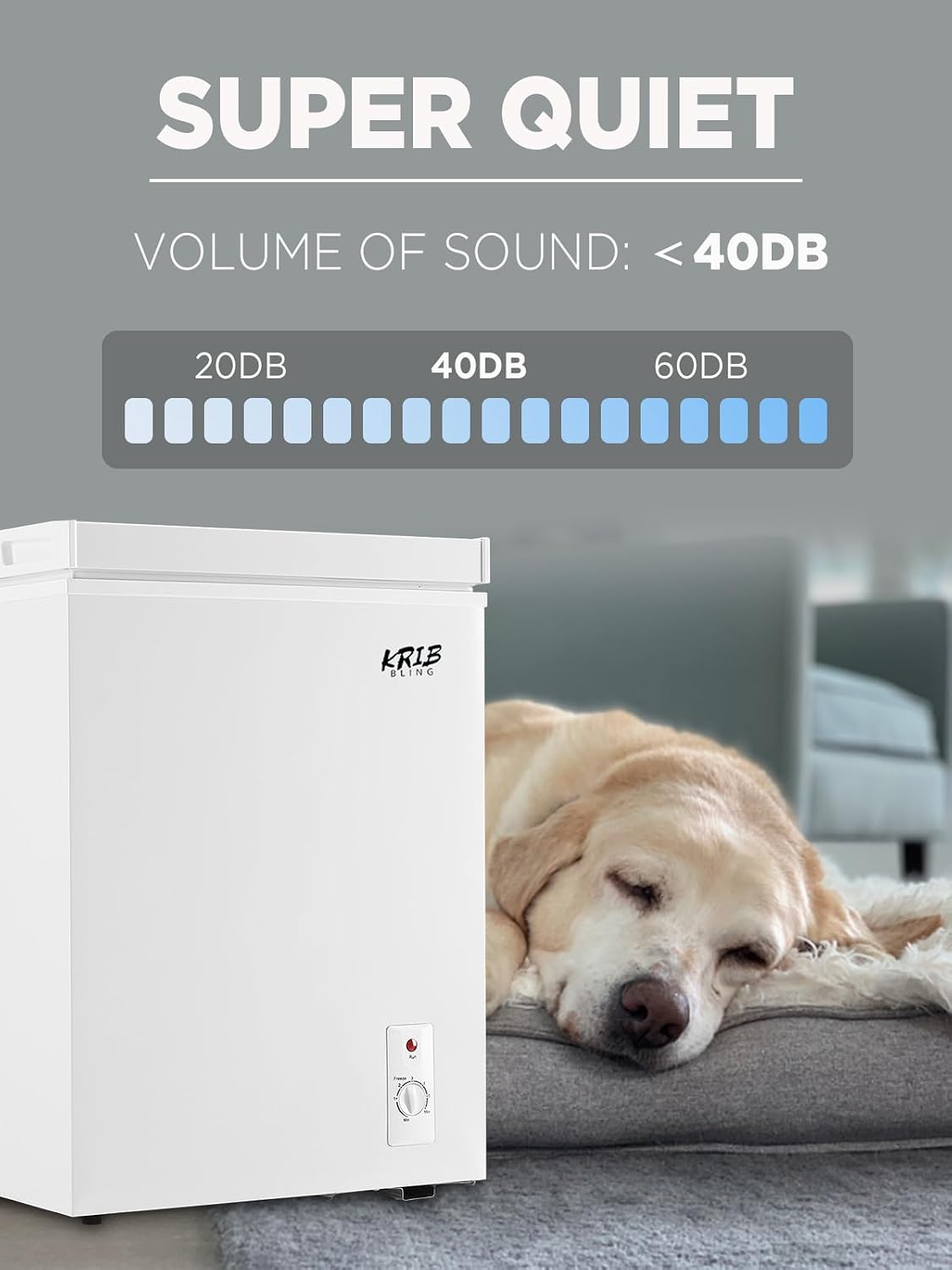 5.0 Cu.Ft Chest Freezer with a Removable Basket, Deep Freezer with 7 Gears Temperature Control (-16F to -48F), for House, Kitchen, Garage, Basement, Shop, White