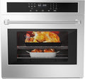 30 Inch Single Wall Oven, 4.8 Cu.Ft. Electric Convection Wall Oven, 3800W Built-In Electric Ovens with Broil Bake Roast Function, Stainless Steel Finish, Touch Control, Silver