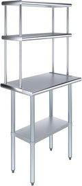 Amgood Stainless Steel Work Table Double Tier Overshelf | 18" x 30" Work Table + 12" Overshelf