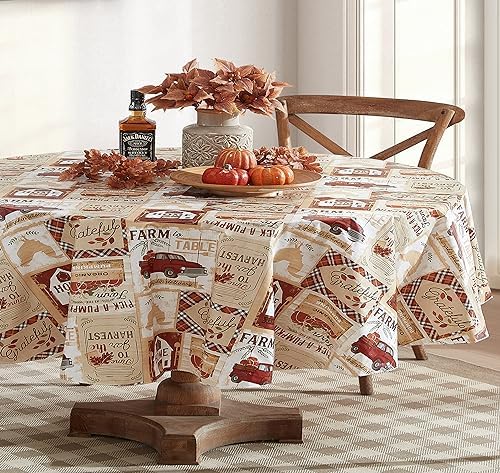 Newbridge Thanksgiving Farm to Table Harvest 60 x 84 Oval Vinyl Tablecloth