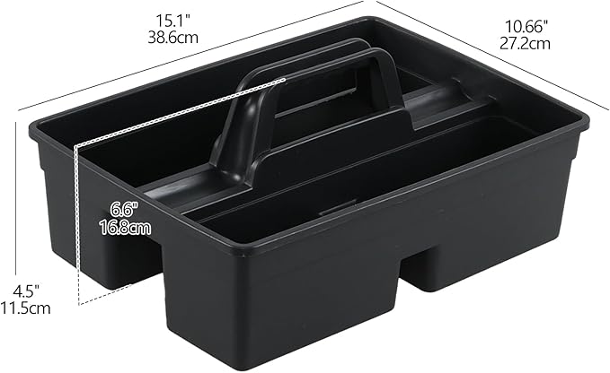 3 Compartment Cleaning Supplies Caddy, 6-Pack Plastic Cleaning Caddy with Handle, Gray