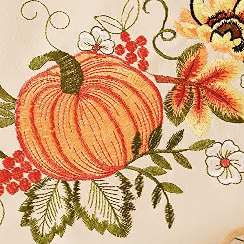 Simhomsen Large Embroidered Oval Fall Autumn Harvest Pumpkins Tablecloth for Thanksgiving (Oval 57×118 inches)