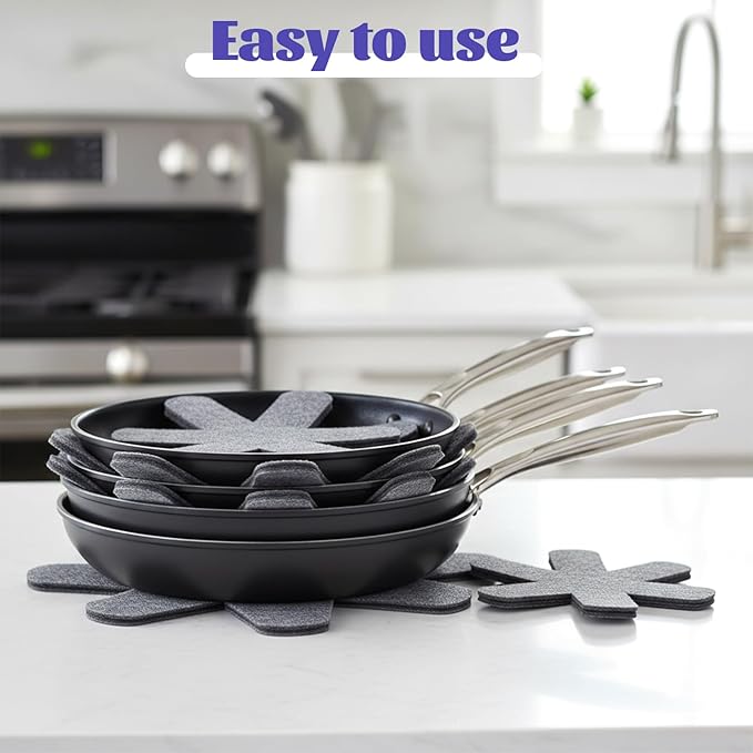 40 PCS Pot Protectors, 5 Different Sizes Pot and Pan Protectors Non-Slip Pan Separators for Stacking Scratch-Resistant Larger and Thicker for Stacking and Separating Cookware-Grey