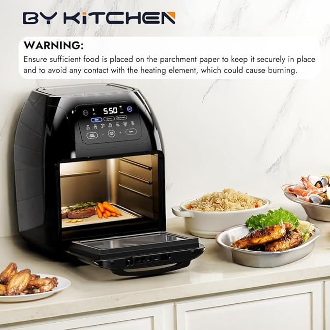 BYKITCHEN 9.4x8.7in Air Fryer Liners Compatible with 4-7QT Airfryer &CHEFMAN 10QT Multifunctional Airfryer, 120PCS Air Fryer Disposable Parchment Paper Liners, Air Fry Dehydrator Combo Accessories
