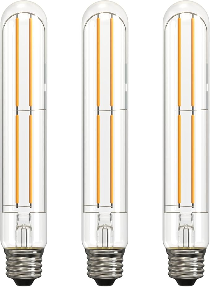 ASOKO 7.3 Inch E26 Led Bulb 6W Dimmable, 2700K Warm White Edison Bulbs 900LM, Tubular T30 Clear Glass Light Bulb 3 Pack