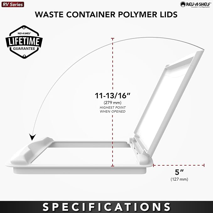 Rev-A-Shelf 50 Qt Under Sink Replacement Plastic Garbage Can Lid for Base Kitchen and Bathroom Cabinet, Silver, RV-50-LID-17-1-40 (2 Pack)