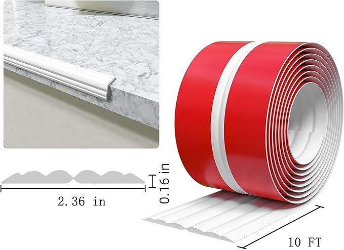 Wall Corner Protector & Edge Guard，Peel and Stick Wall Trim Moulding Inside & Outside Corner Molding Trim Caulk Strip, Self Adhesive Trim for Wall Edge,Ceiling,Countertop, 2.36” W x10’ L，White