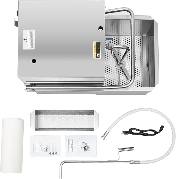 Mobile Fryer Filter Machine, 550W Commercial Oil Filtration System with 14.53 Gallon Tank, Stainless Steel Restaurant Oil Filter Machine with Wheels & Filter Papers for Restaurant & Food Service