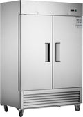54”W Commercial Freezer Reach-in 42.2 Cu.Ft 2 Solid Door, Stainless Steel Interior and Exterior Construction, Commercial Freezer Upright Fan Cooling Freezer for Restuarant, Bar, Shop and etc