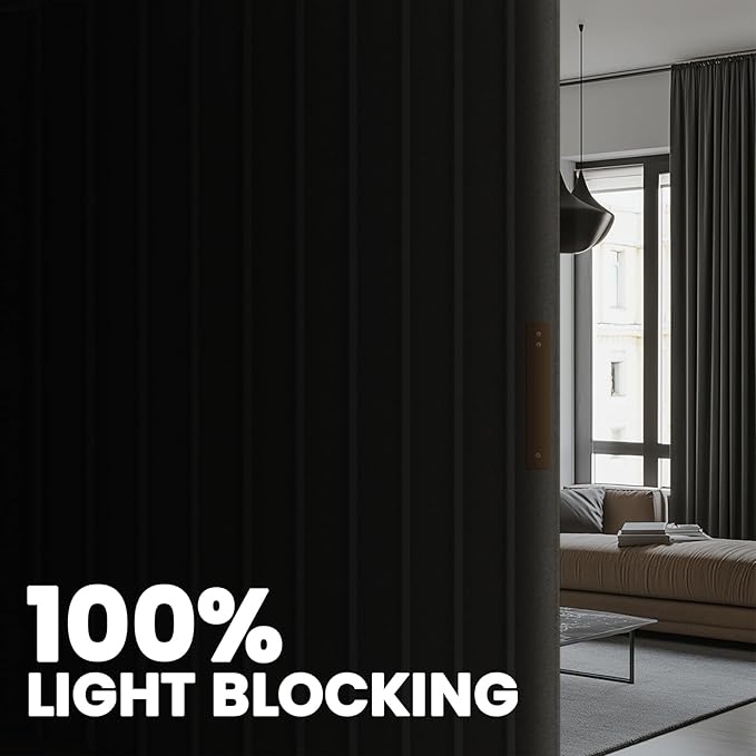 AJAZZ 100% Blackout Room Divider Curtains - with Flexible Ceiling Curtain Track, Noise Reduce Barrier for Portable Curtain for Sliding Glass Door/Space Room Divider (Grey, W180 x L96, 1 Pack)