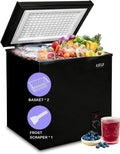 Compact Chest Freezer with Removable Basket, 7.0 Cu.ft Top Door Open Freestanding Deep Freezer with 7 Gears Temperature Adjustment, Ideal for Home, Kitchen & Office, Black