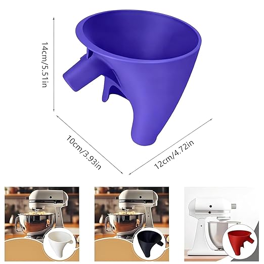Flour Funnel for Kitchen Aid Mixer, Stand Mixer Attachment, No Mess Anti Spill Design for 4.5-5 Qt Tilt Head Dishwasher Safefor Normal Temperature Wash, Baking Tool (Black)