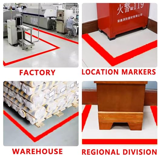 SWRT 2" x 110FT Red Floor Marking Tape and Dance Splicing Tape, Caution Gym Floor Tape Warning Safety Stripe Tape for Floor Marking, Athletics, School, Restaurants, Equipment and More