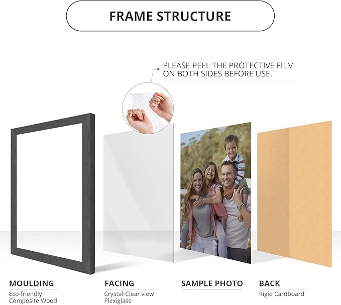 wallsthatspeak 12x16 Slate Gray Picture Frame for Puzzles Posters Photos or Artwork