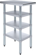 24 in. x 15 in. Stainless Steel Work Table with Three Bottom Shelves | NSF Kitchen Prep Table | Utitly Metal Table