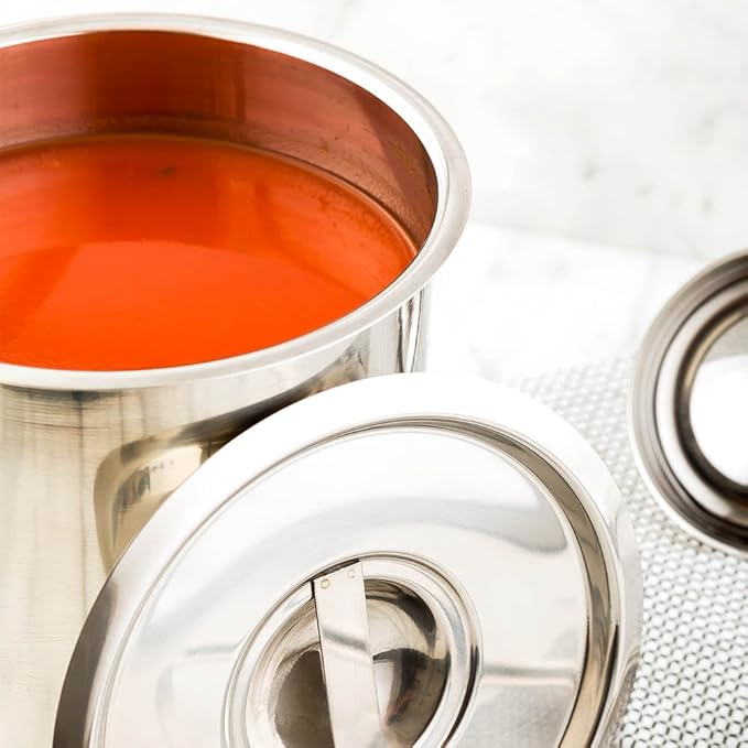 Restaurantware LID ONLY: Met Lux Lid For 4.25 Quart Bain Marie 1 Stainless Steel Lid For Bain Marie Pot - Built-In Handle Pot Sold Separately