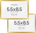 Homeforia 5.5 x 8.5 Business License Frame Gold, High End Metal 5.5x8.5 Certificate Frame, 8.5x5.5 inch Document Frame for Wall or Tabletop, Standing Picture Frames, Tempered Glass, Wall Kit, Set of 2