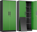 Greenvelly Metal Garage Storage Cabinet with 2 Doors and 4 Adjustable Shelves, 72”H Steel Lockable Storage Cabinet,Tall Metal Cabinet Locking File Cabinet for Office,Home, Garage, Gym, School