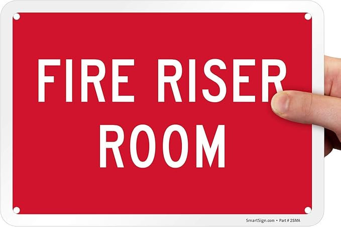 SmartSign - K-9709-PL-10 "Fire Riser Room" Sign | 7" x 10" Plastic White on Red