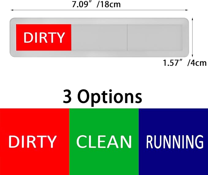 Kichwit Dishwasher Magnet Clean Dirty Dishwasher Running Sign, Works on All Dishwashers, 3 Options, Easy to Switch, Silver
