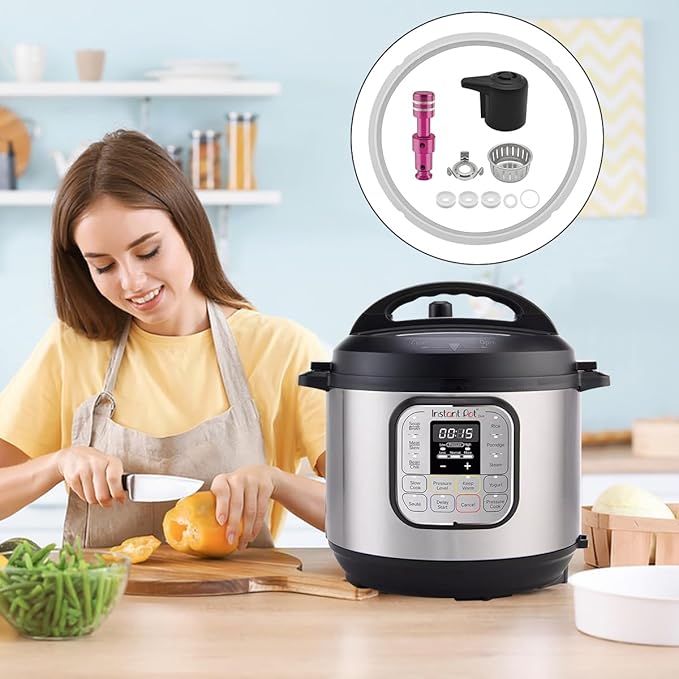10Pcs 8 Qt Pressure Cooker Accessories Set, Replacement Parts Include Silicone Sealing Ring, Steam Release Handle, Float Valve & Anti-Block Shield with 3 Silicone Caps for Duo/Duo Plus 8 Quart