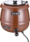 SYBO SB-6000-1B Commercial Grade Soup Warmer Kettle with Hinged Lid and Detachable Stainless Steel Insert Pot for Restaurant Parties Buffet, 10.5 Quarts, Brown