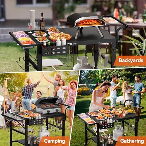 Pizza Oven Table Stand, Outdoor Grill Cart Table for Ninja Ooni Blackstone