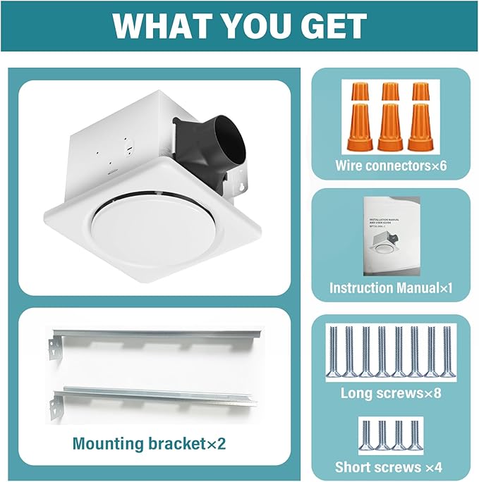 Bathroom Exhaust Fan with Light, UL HVI Certificated 120 CFM 1.2 Sones, 41W Bathroom Fan with Light for Home, 1500lm LED Light 2700K/4000K/6500K 2 pack