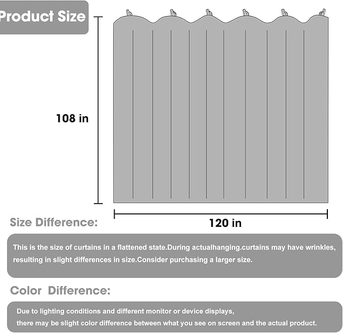 Room Divider Blackout Curtain Track Curtains Wall Dividers Panels Screen for Living Rooms Bedroom Office Privacy Partition Separation, W120 × L108 Inch,1 Panel, Grey