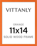 Vittanly 11x14 Picture Frame, Solid Wood Frame with Plexiglass, Includes 8x10 Mat, Wall Hanging for Photos, Home Decor, Orange, 1 Pack