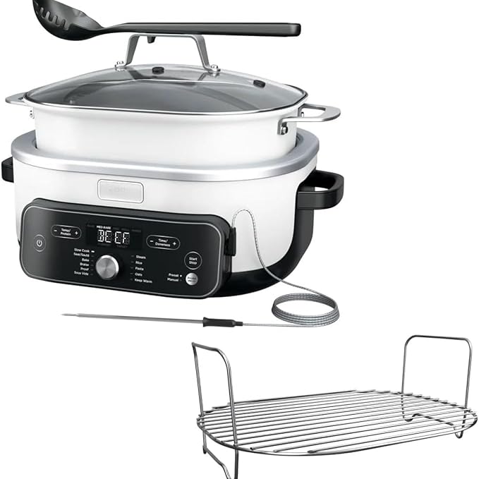 Ninja PRO Plus with 11-in-1 Smart Cook SystemPRO MC1000 8.5Qt Multicooker, Cooker,Warmer, Glass Lid, Integrated Spoon, Nonstick (WHITE)