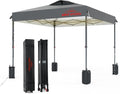 8x8 Pop Up Canopy, Easy Up Canopy Tent, Heavy Duty Tents for Parties, One Person Set Up Event Tent, Light Grey