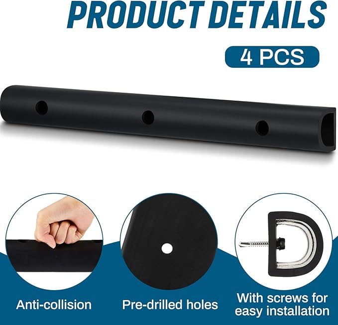 4 Pcs 2090616-2 20 Inch Universal Rubber Bumper Strip Durable D Shaped Rubber Bumpers Extruded Guard Protector Dock Bumpers with Installation Accessories for Truck Equipment and Delivery Bays