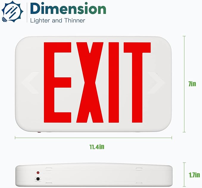 FREELICHT 6 Pack Red Double-Sided LED Exit Sign with Battery Backup,Exit Sign for Business,Easy To Install,UL Certified,AC 120/277V
