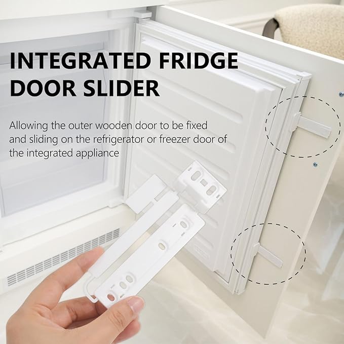 4Pcs Universal Integrated Fridge Freezer Door Slider with Screws, Fridge Door Mounting Installation Fixing Kit with Barckets and Clips