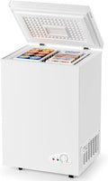 5.0 Cu.Ft Chest Deep Freezer with 2 Removable Baskets, Energy Efficient (0.41kWh/24H), <40dB Ultra-Quiet, 6 Temp Control, Manual Defrost, Free Standing Top Open Door for Home Garage Basement, White