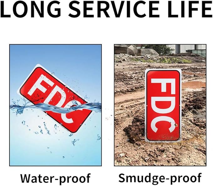 FDC Sign, Fire Department Connection Sign, 12"x 6" - .040 Rust Free Aluminum – Reflective, UV Protected and Weatherproof