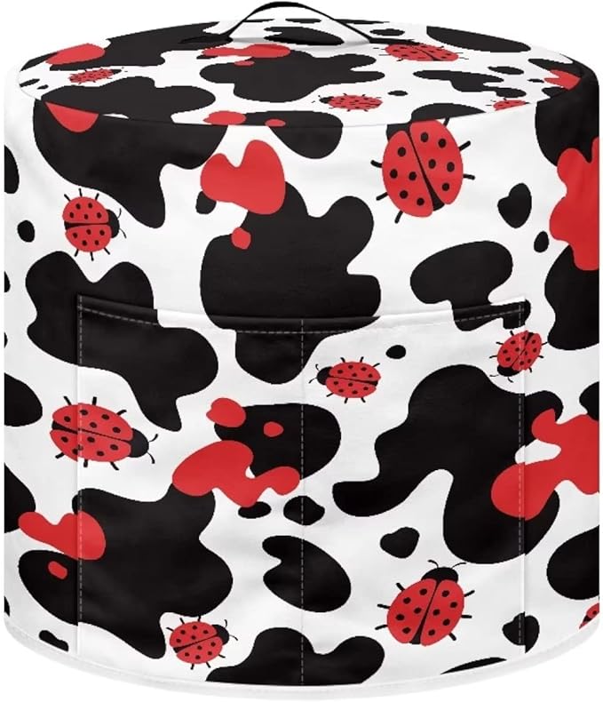 Flashideas Cow Print Pressure Cooker Cover for Women Ladybug Insulated Rice Cooker Cover Water Resistant Appliance Cover with Pockets for Instant Pot 6 Quart Dust Protection Kitchen Decor