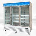 cooler depot Commercial Freezer Glass 3 door Coated Steel Frame&Exterior, Aluminium Interior, Upright Reach in 80" Width NSF 12 Shelves Display Merchandiser 52 cuft, -10°F~ 0°F SD1.9L3BM