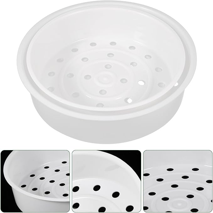 2pcs White Plastic Steamer Baskets for Rice Cooker and Steamer Multipurpose Porous Kitchen Gadgets for Steaming Rice Buns Eggs Vegetables Seafood and More