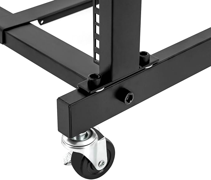 DJ Mixer Stand, 2-Layer Audio Device Rack with 4 Wheels, Audio Studio Mixer Stand for Homes Offices Stage Concert Studio Equipment Rolling Stage Cart (12U)
